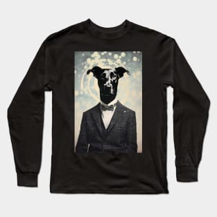 Black Dog in Suit Portrait Vintage Art Long Sleeve T-Shirt